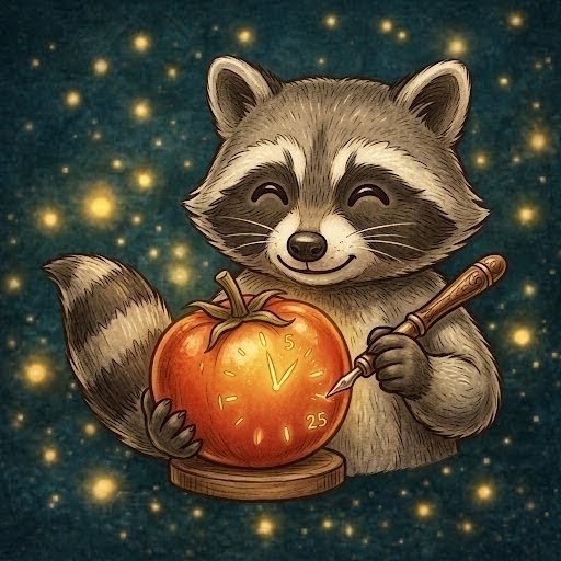 Mapache con un reloj, icono de Meta-Mind Pomodoro